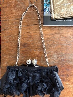 Vintage Y2K Paris Hilton Lace Ruffle Clutch w/Chain